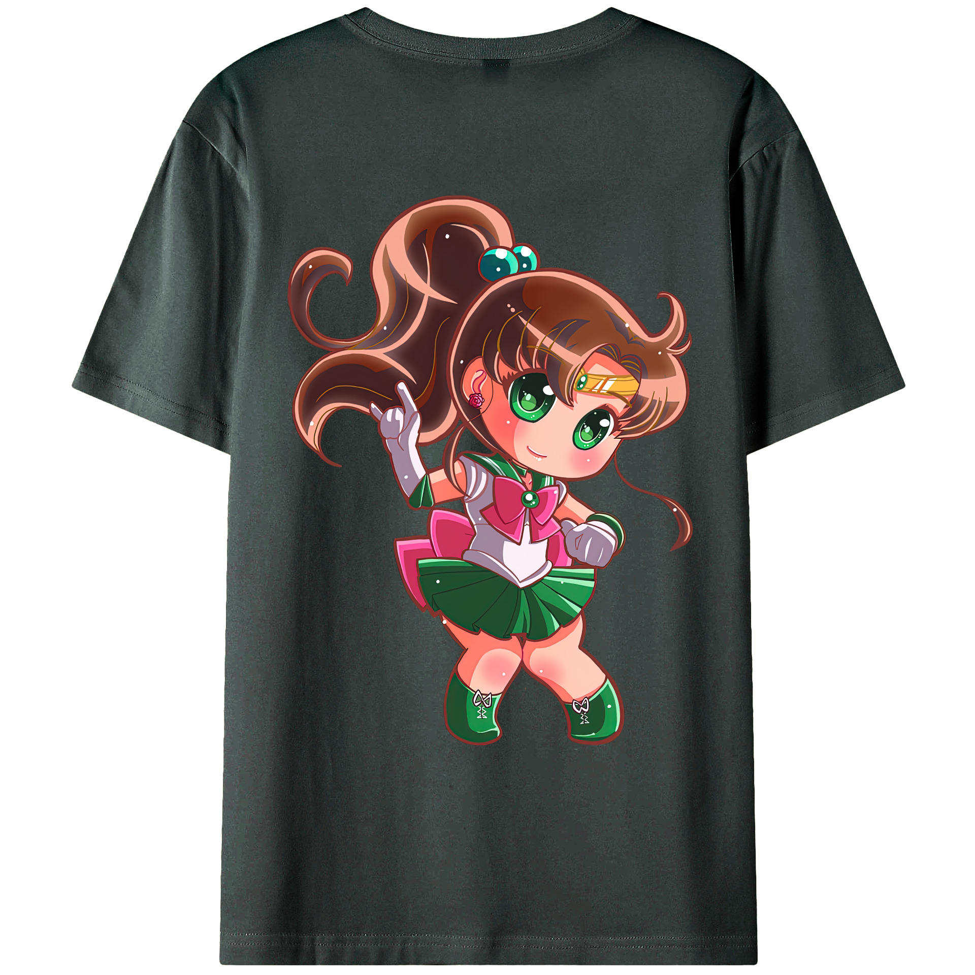 （画像用） 美少女戦士セーラームーン 木野 まこと きの まこと Sailor Moon Kino Makoto （セーラージュピター；Sailor Jupiter） 綿100％ メンズ半袖Tシャツ（バックプリント） 通気性